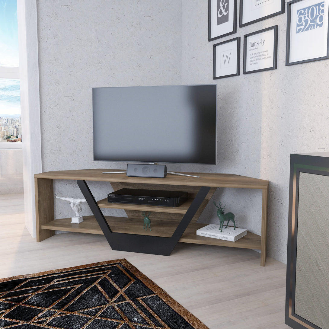 TV szekrény Sares - Walnut, Black-VASBÚTOR