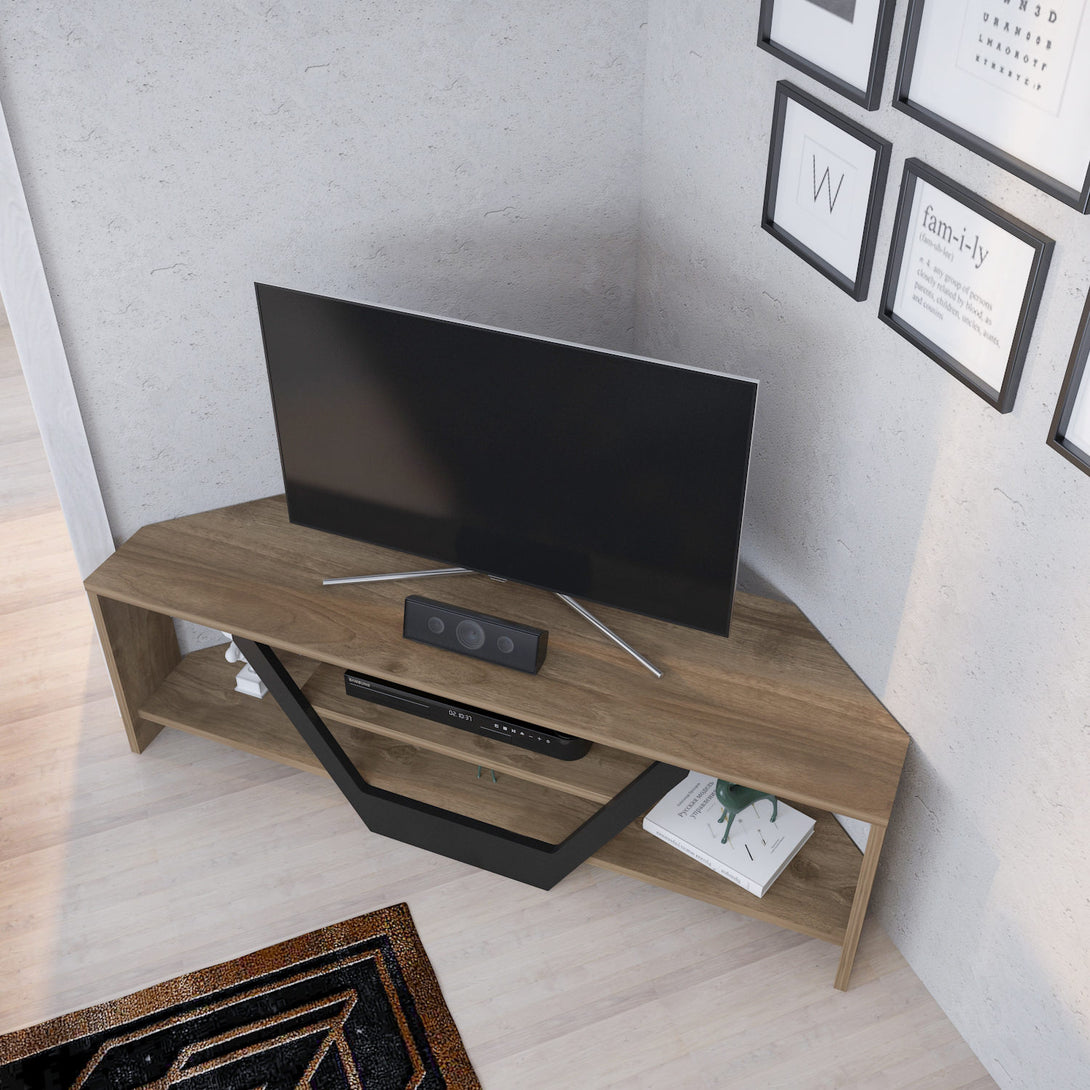 TV szekrény Sares - Walnut, Black-VASBÚTOR