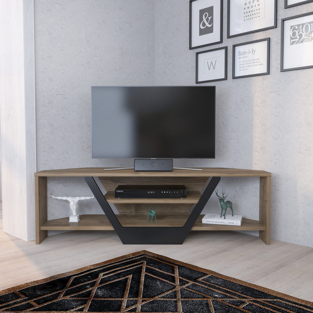 TV szekrény Sares - Walnut, Black-VASBÚTOR