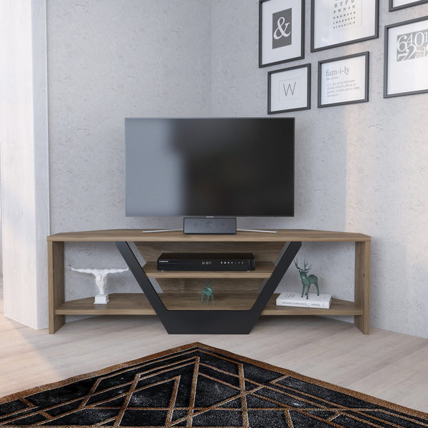 TV szekrény Sares - Walnut, Black-VASBÚTOR