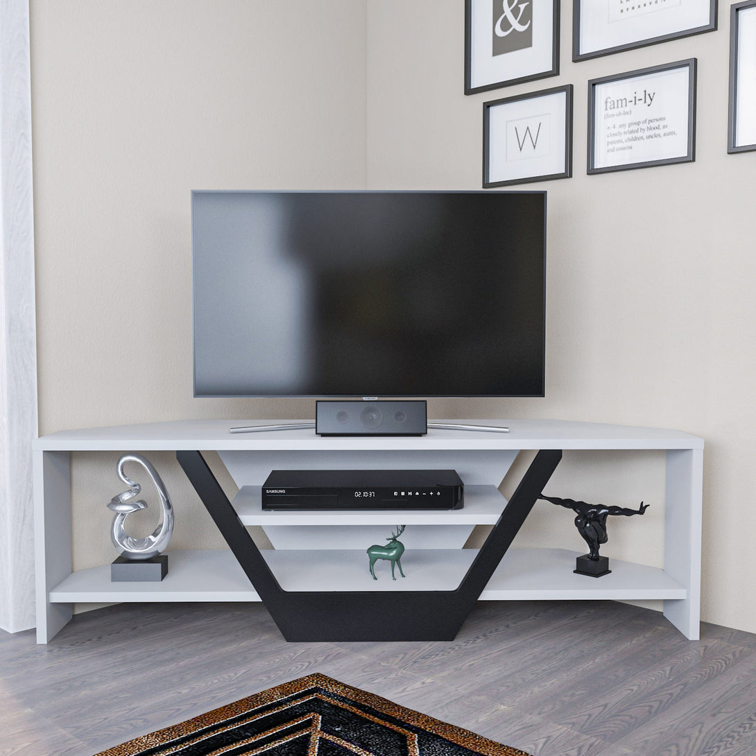 TV szekrény Sares - White, Black-VASBÚTOR