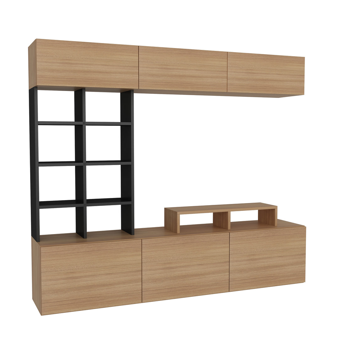 TV szekrény Sasa - Teak, Black-VASBÚTOR
