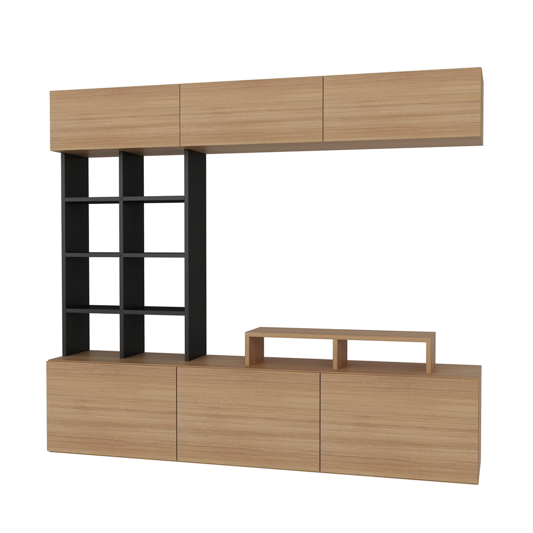 TV szekrény Sasa - Teak, Black-VASBÚTOR