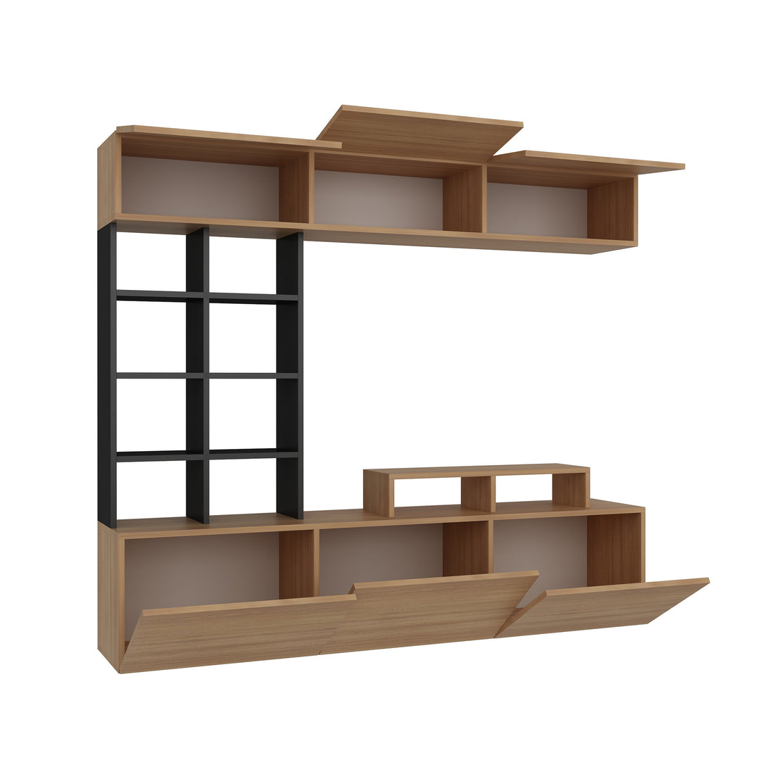 TV szekrény Sasa - Teak, Black-VASBÚTOR