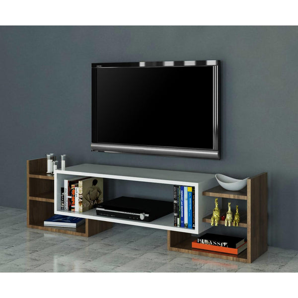 TV szekrény Sema - White, Walnut-VASBÚTOR