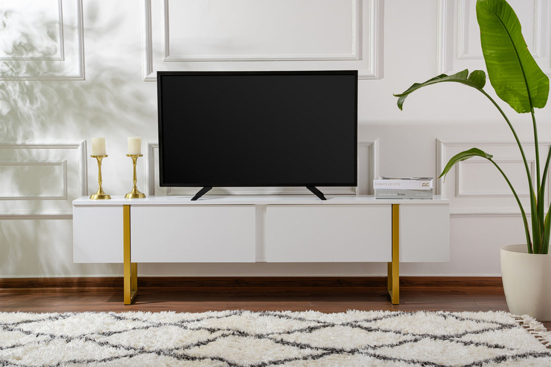 TV szekrény Serenity - Fehér, Arany-VASBÚTOR