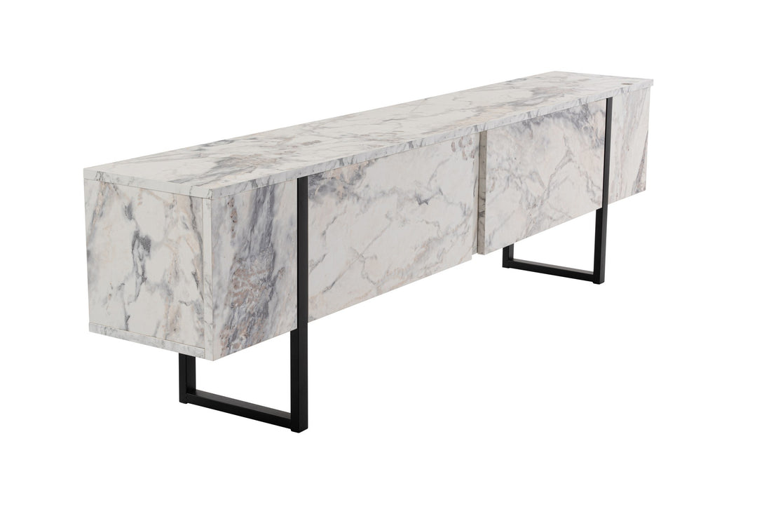 TV szekrény Serenity - Fressia Marble, Fekete-VASBÚTOR