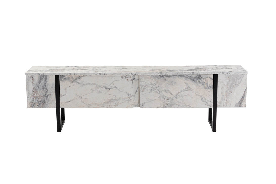 TV szekrény Serenity - Fressia Marble, Fekete-VASBÚTOR