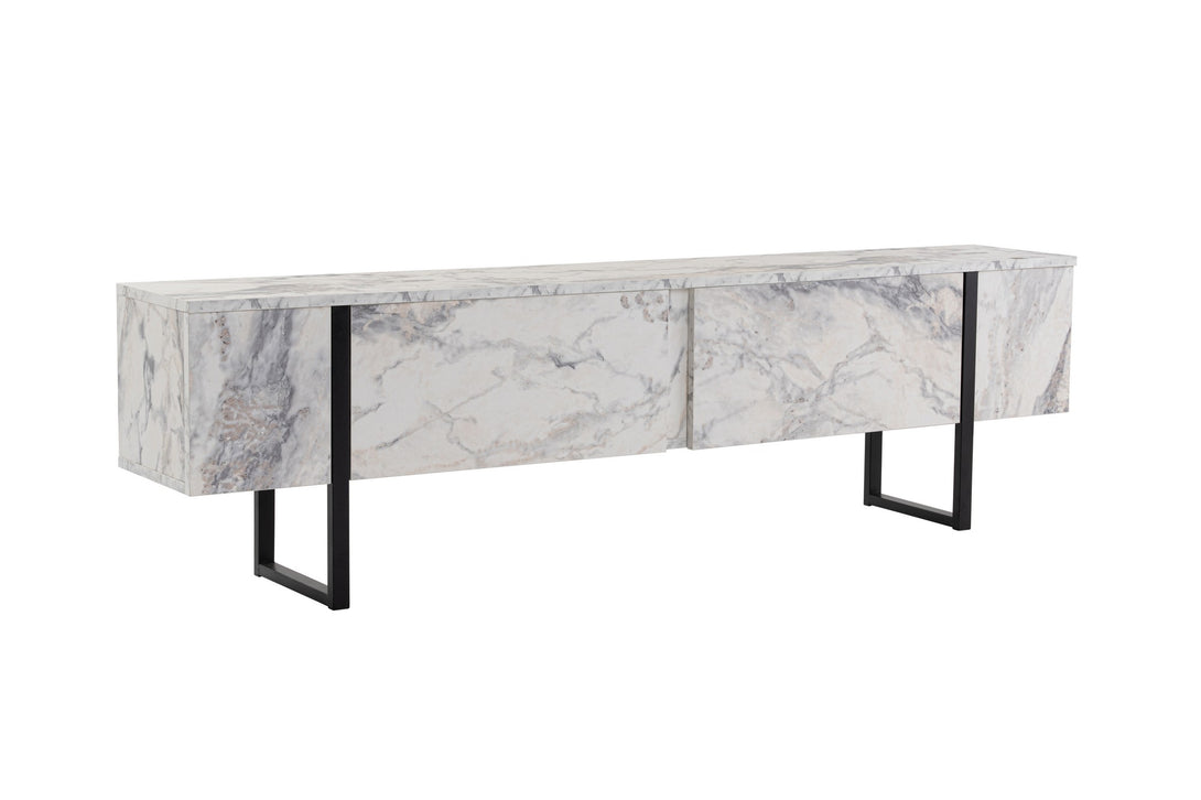 TV szekrény Serenity - Fressia Marble, Fekete-VASBÚTOR