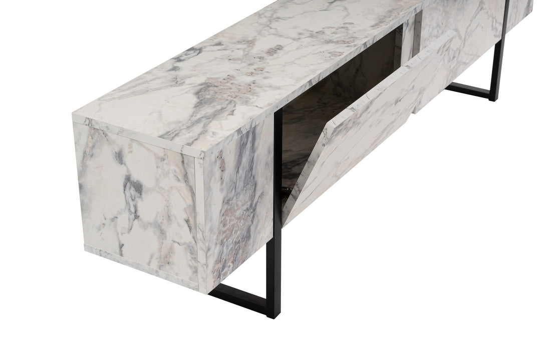 TV szekrény Serenity - Fressia Marble, Fekete-VASBÚTOR