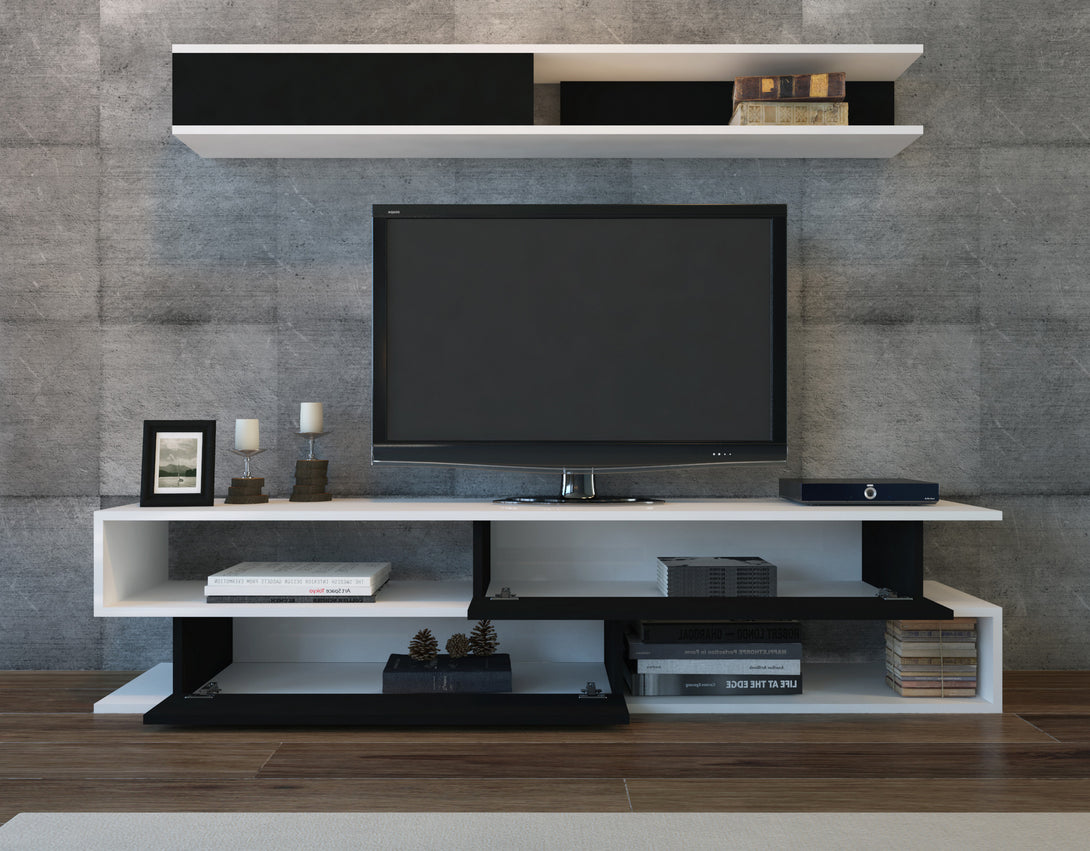 TV szekrény Sims - Black, White-VASBÚTOR