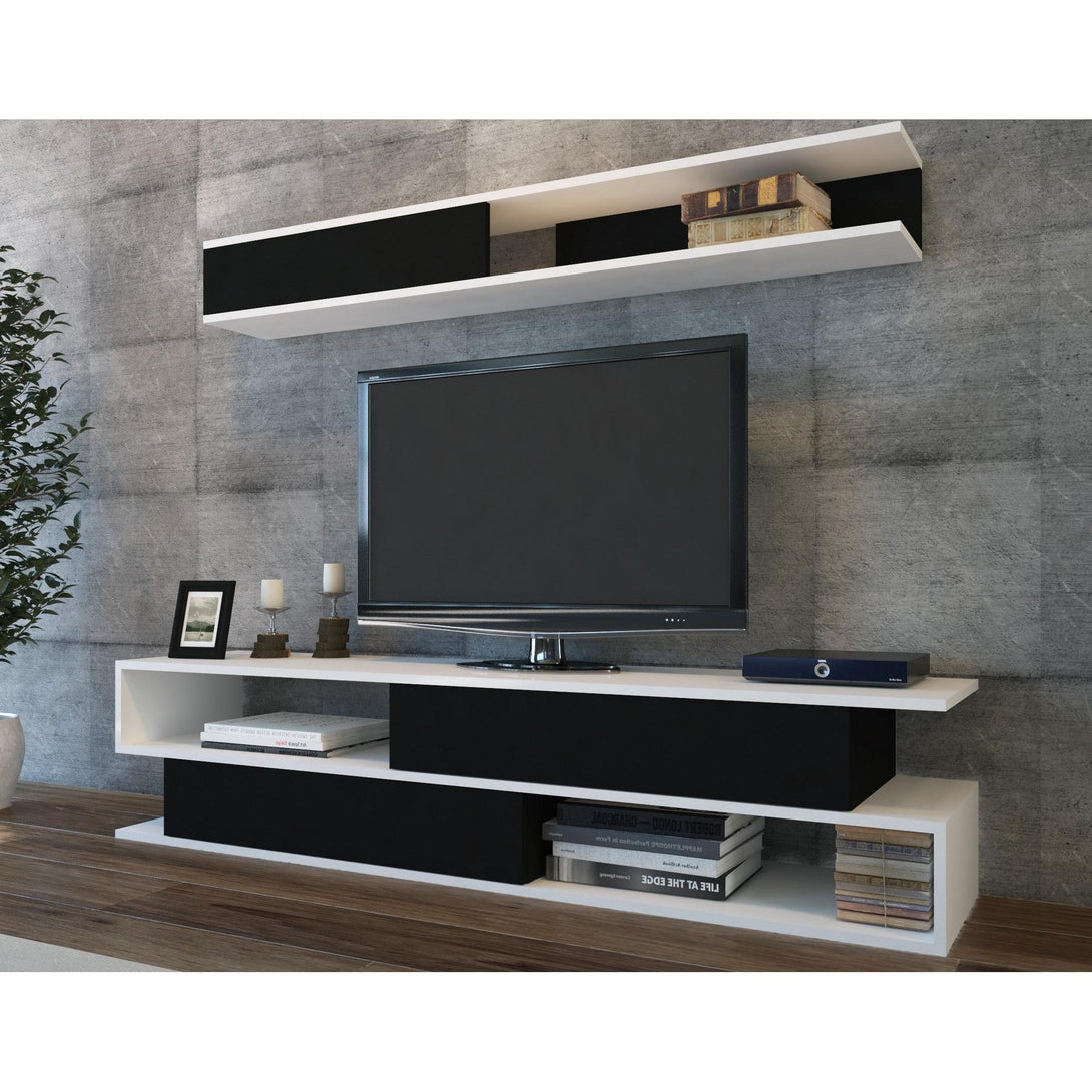 TV szekrény Sims - Black, White-VASBÚTOR