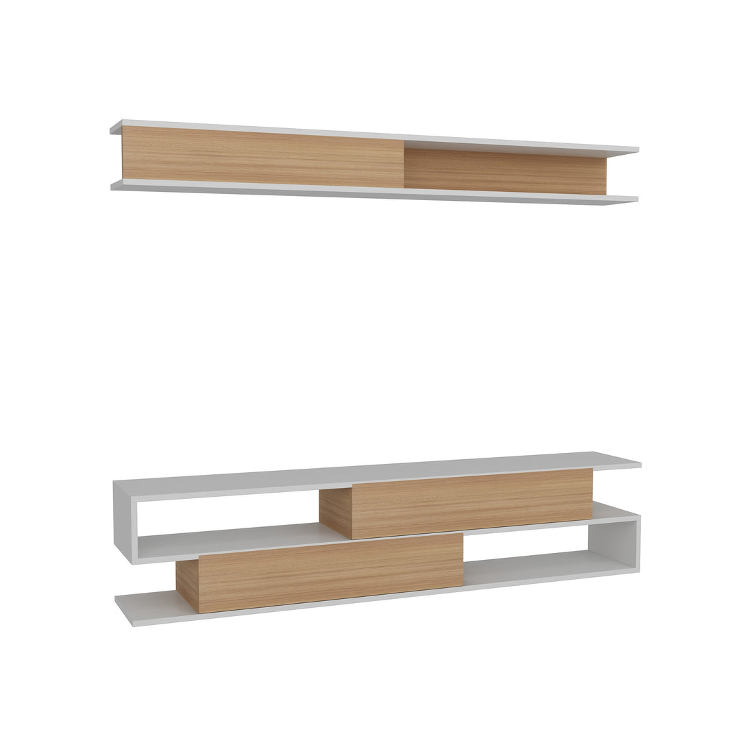 TV szekrény Sims - White, Teak-VASBÚTOR