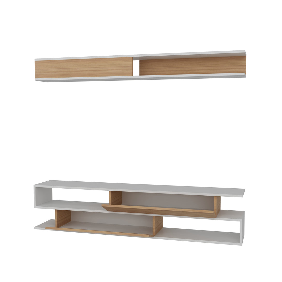 TV szekrény Sims - White, Teak-VASBÚTOR