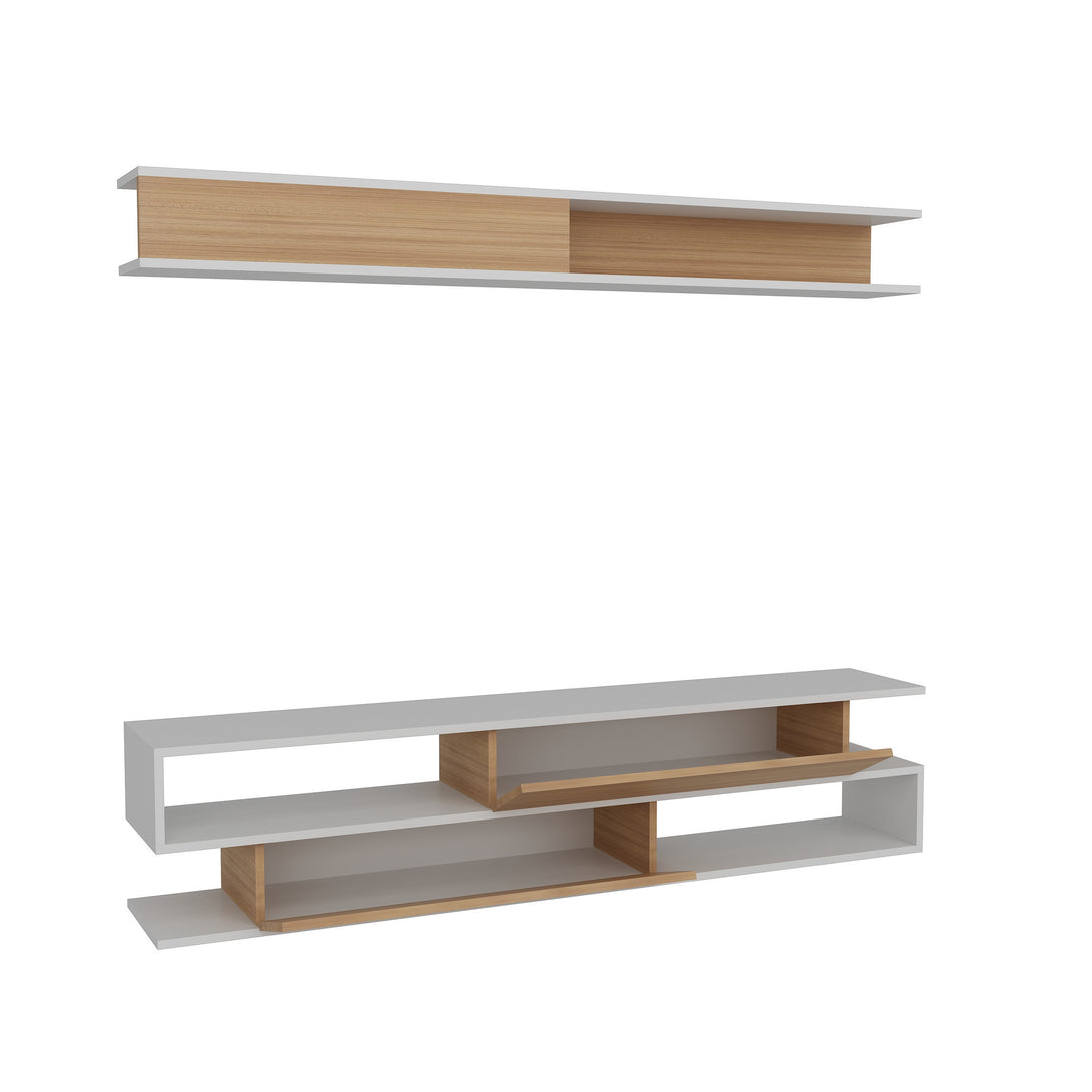 TV szekrény Sims - White, Teak-VASBÚTOR