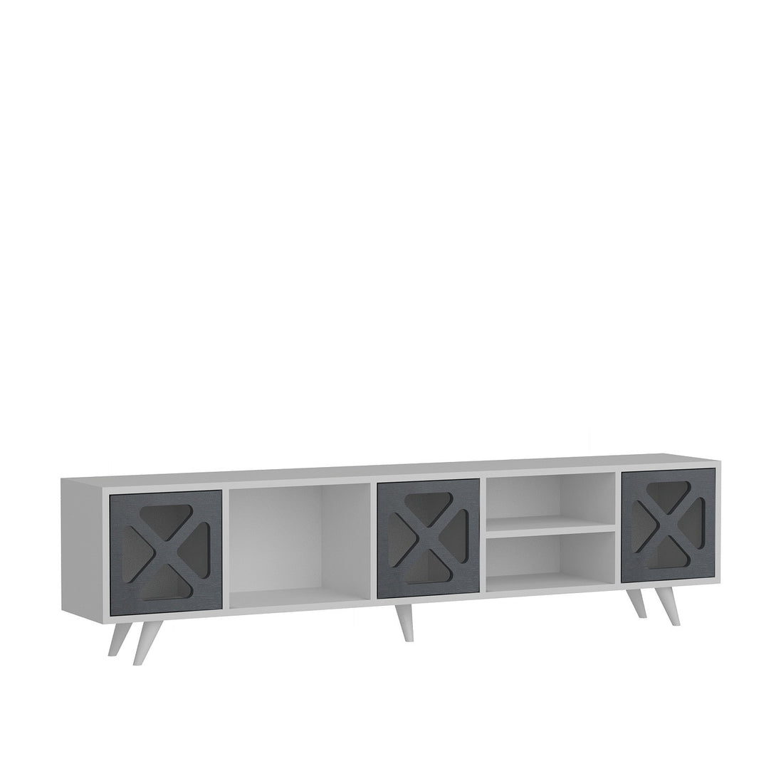 TV szekrény Sinef - White , Anthracite-VASBÚTOR