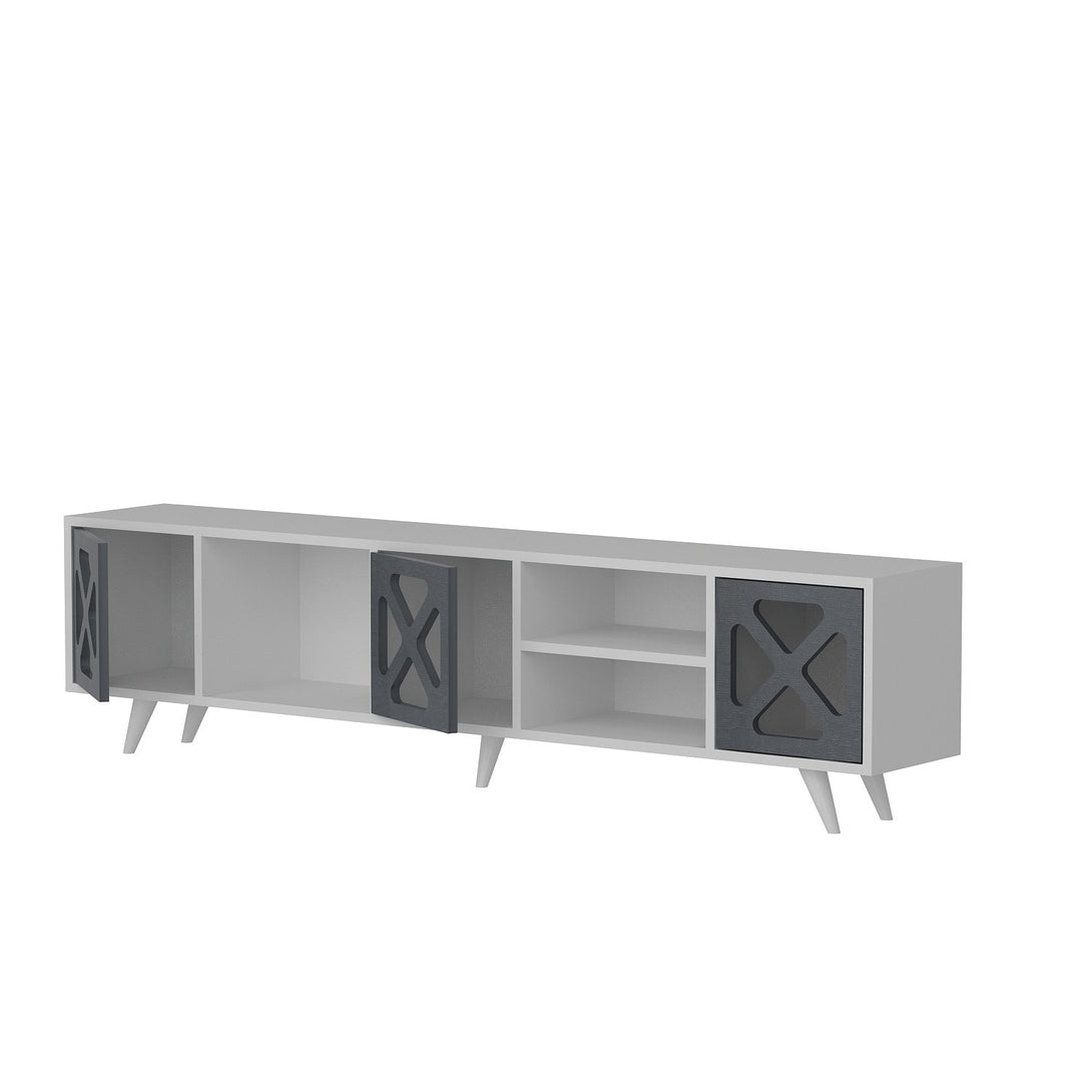 TV szekrény Sinef - White , Anthracite-VASBÚTOR