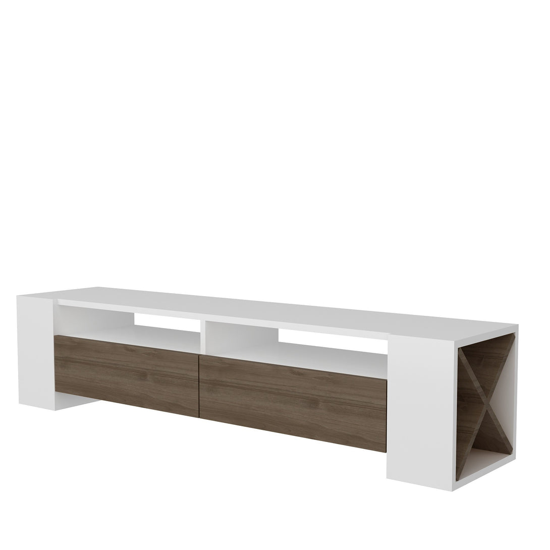 TV szekrény Sosruko - White, Walnut-VASBÚTOR