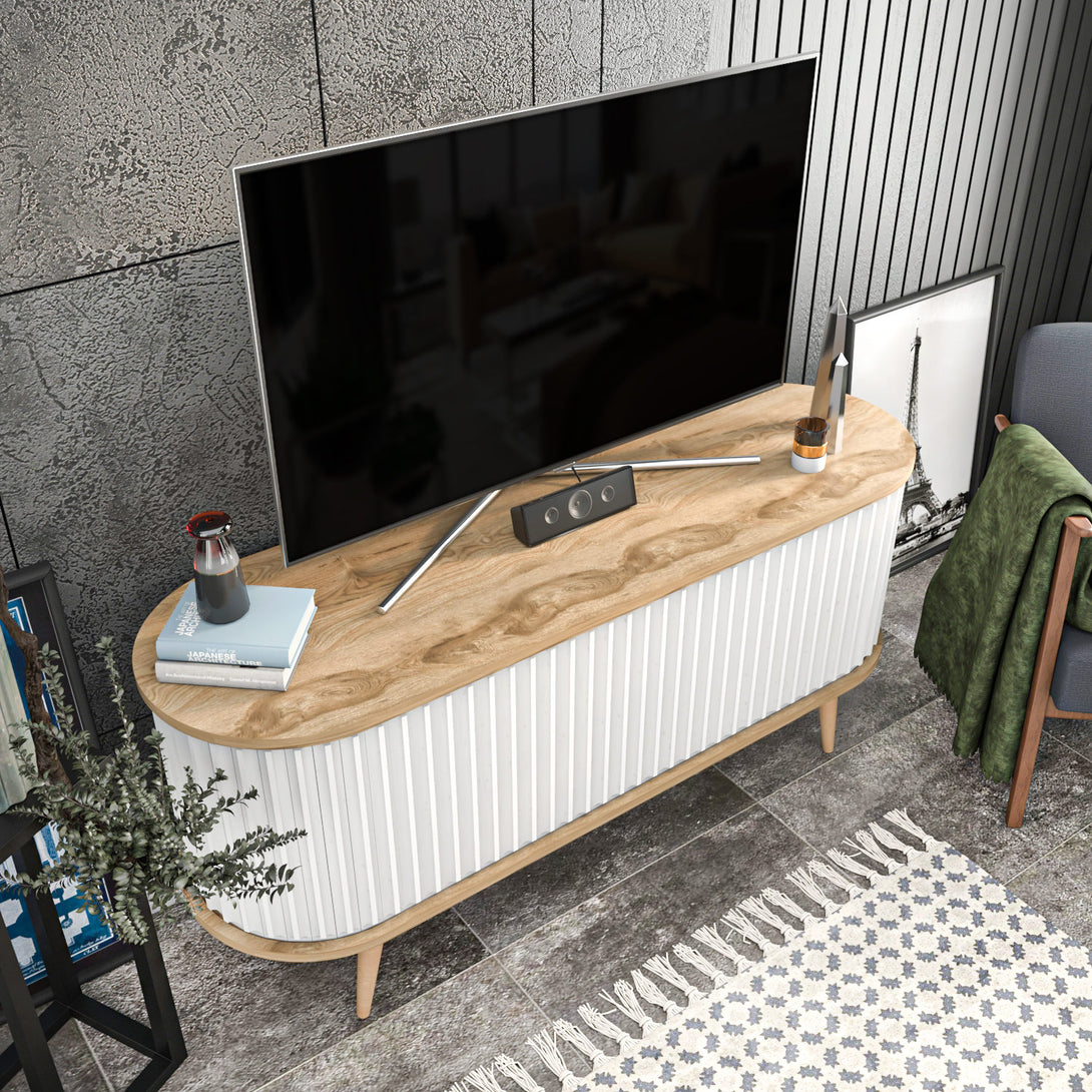 TV szekrény Stor - Oud Oak, White-VASBÚTOR