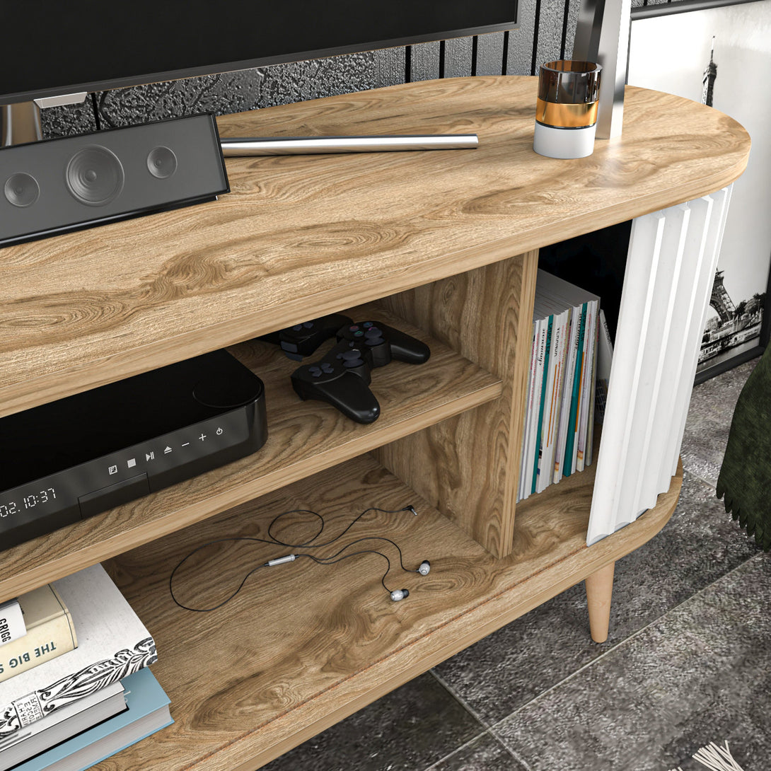TV szekrény Stor - Oud Oak, White-VASBÚTOR