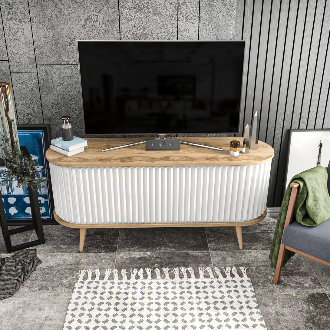 TV szekrény Stor - Oud Oak, White-VASBÚTOR