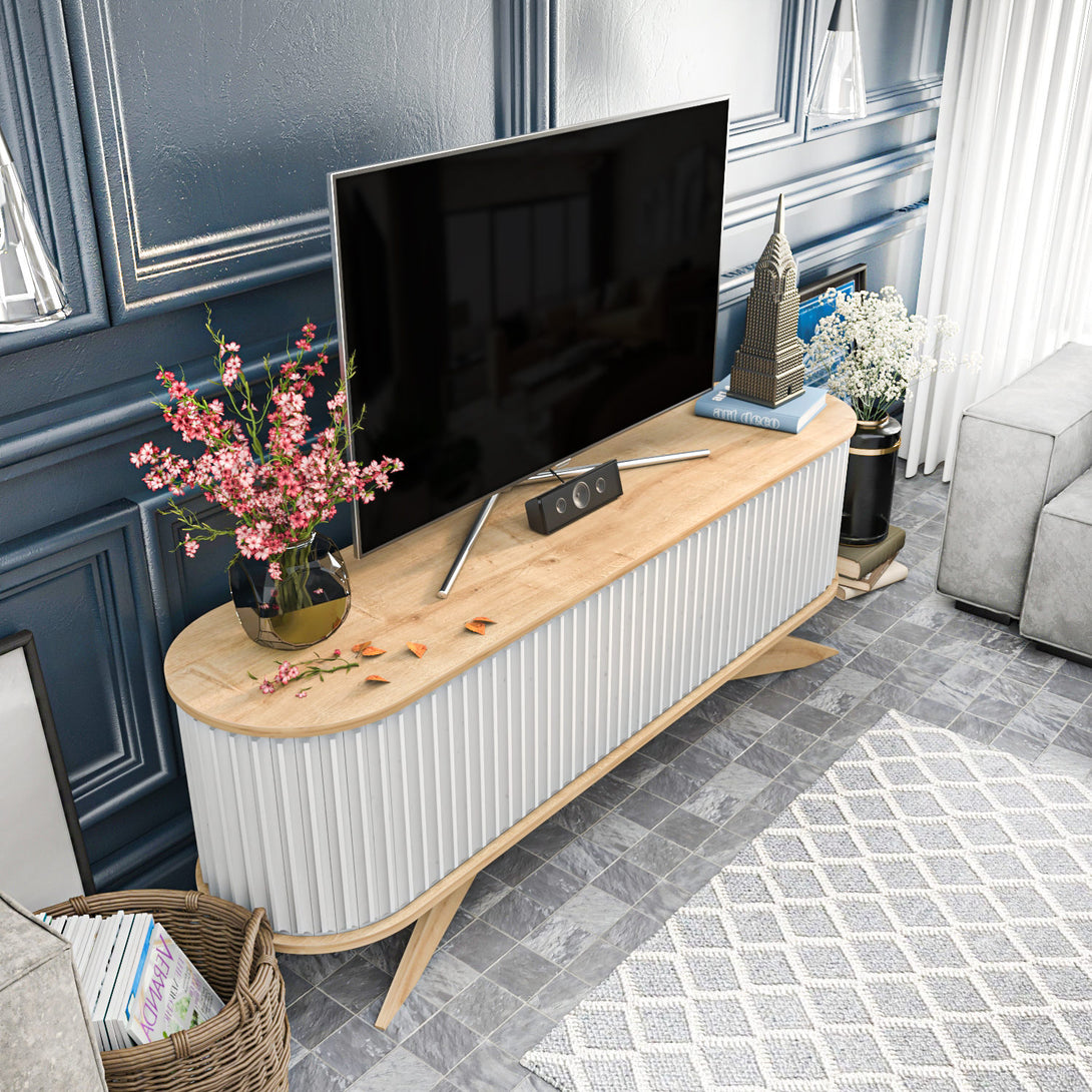TV szekrény Stor - Sapphire, White-VASBÚTOR