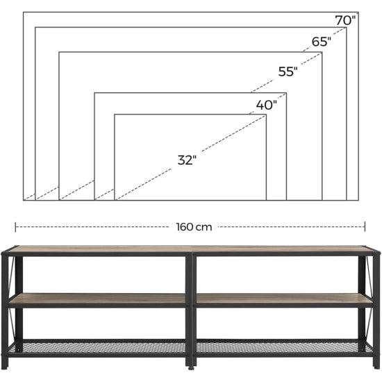 TV szekrény, TV állvány, 160 x 52 x 39 cm, greige és fekete-VASBÚTOR