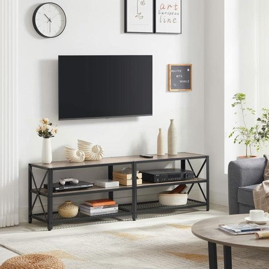 TV szekrény, TV állvány, 160 x 52 x 39 cm, greige és fekete-VASBÚTOR