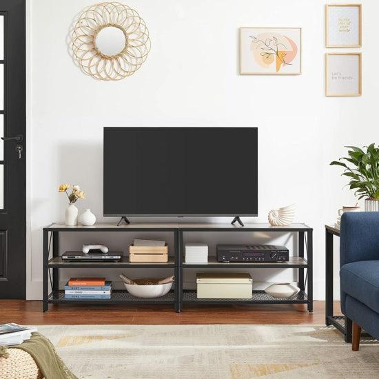 TV szekrény, TV állvány, 160 x 52 x 39 cm, greige és fekete-VASBÚTOR