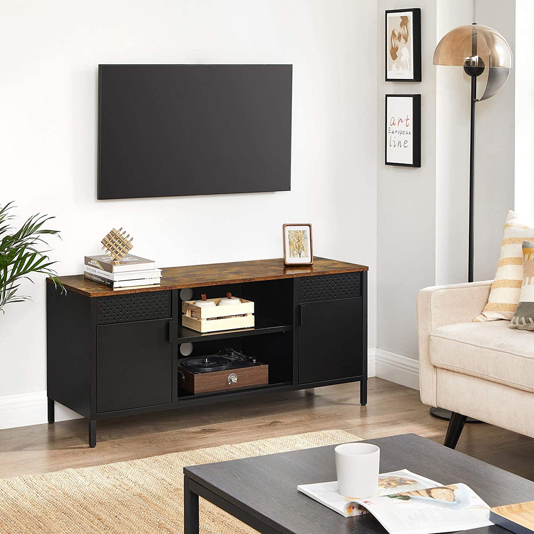 TV szekrény, TV asztal 3 állítható polccal 120 x 55 x 40 cm-VASBÚTOR
