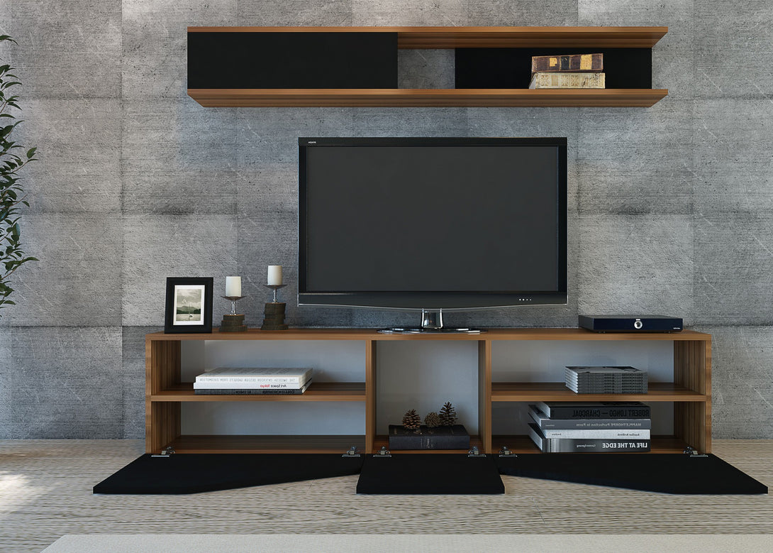 TV szekrény Taç - Walnut, Black-VASBÚTOR