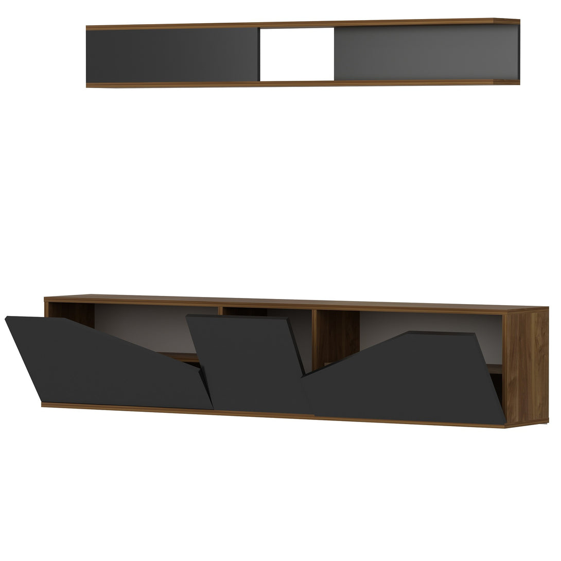 TV szekrény Taç - Walnut, Black-VASBÚTOR