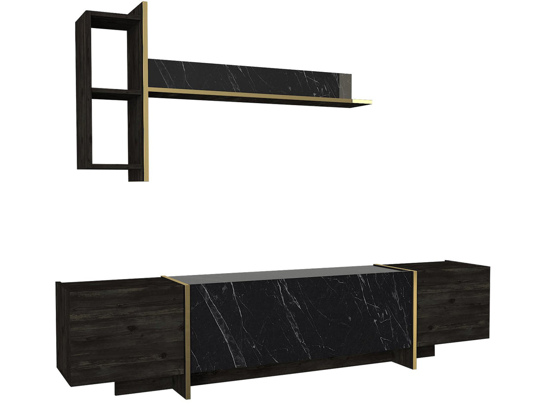 TV szekrény Veyron - Black, Gold-VASBÚTOR