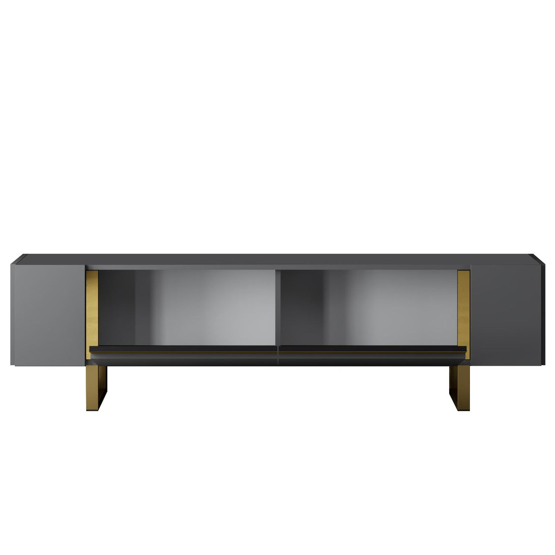 TV szekrény Yildiz - Anthracite, Gold-VASBÚTOR