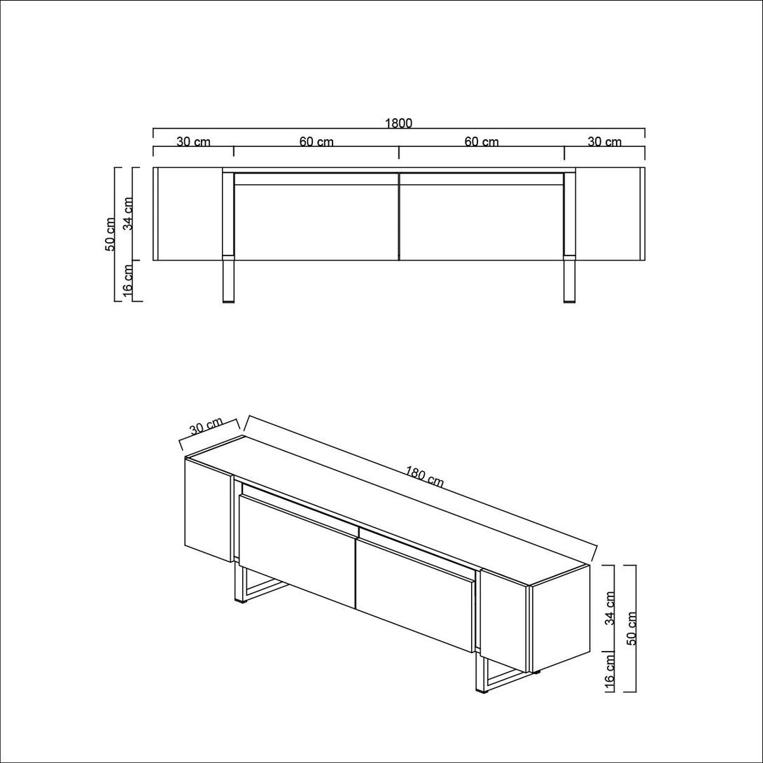TV szekrény Yildiz - Anthracite, Silver-VASBÚTOR