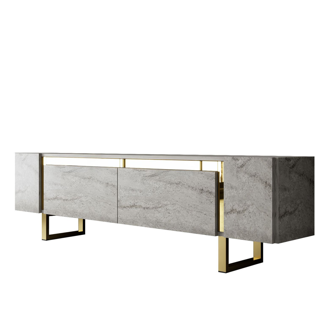 TV szekrény Yildiz - Travertine, Gold-VASBÚTOR