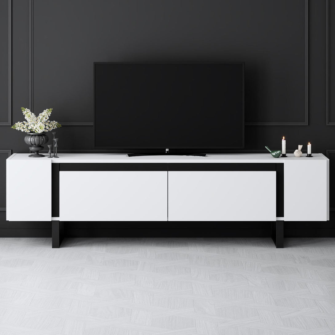 TV szekrény Yildiz - White, Black-VASBÚTOR