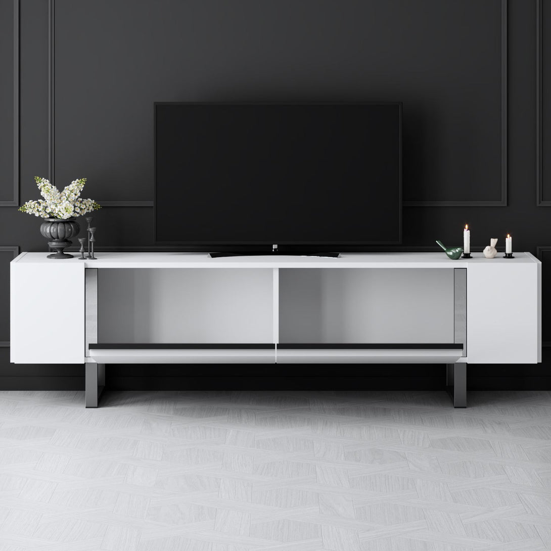 TV szekrény Yildiz - White, Silver-VASBÚTOR