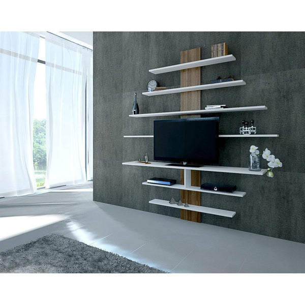 TV szekrény Zebra - White, Walnut-VASBÚTOR