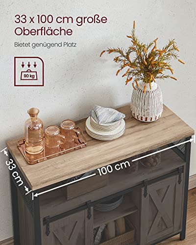 Tálalószekrény, konyhaszekrény, 2 tolóajtóval, barna és fekete-VASBÚTOR