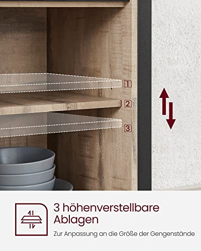 Tálalószekrény, konyhaszekrény, 2 tolóajtóval, barna és fekete-VASBÚTOR