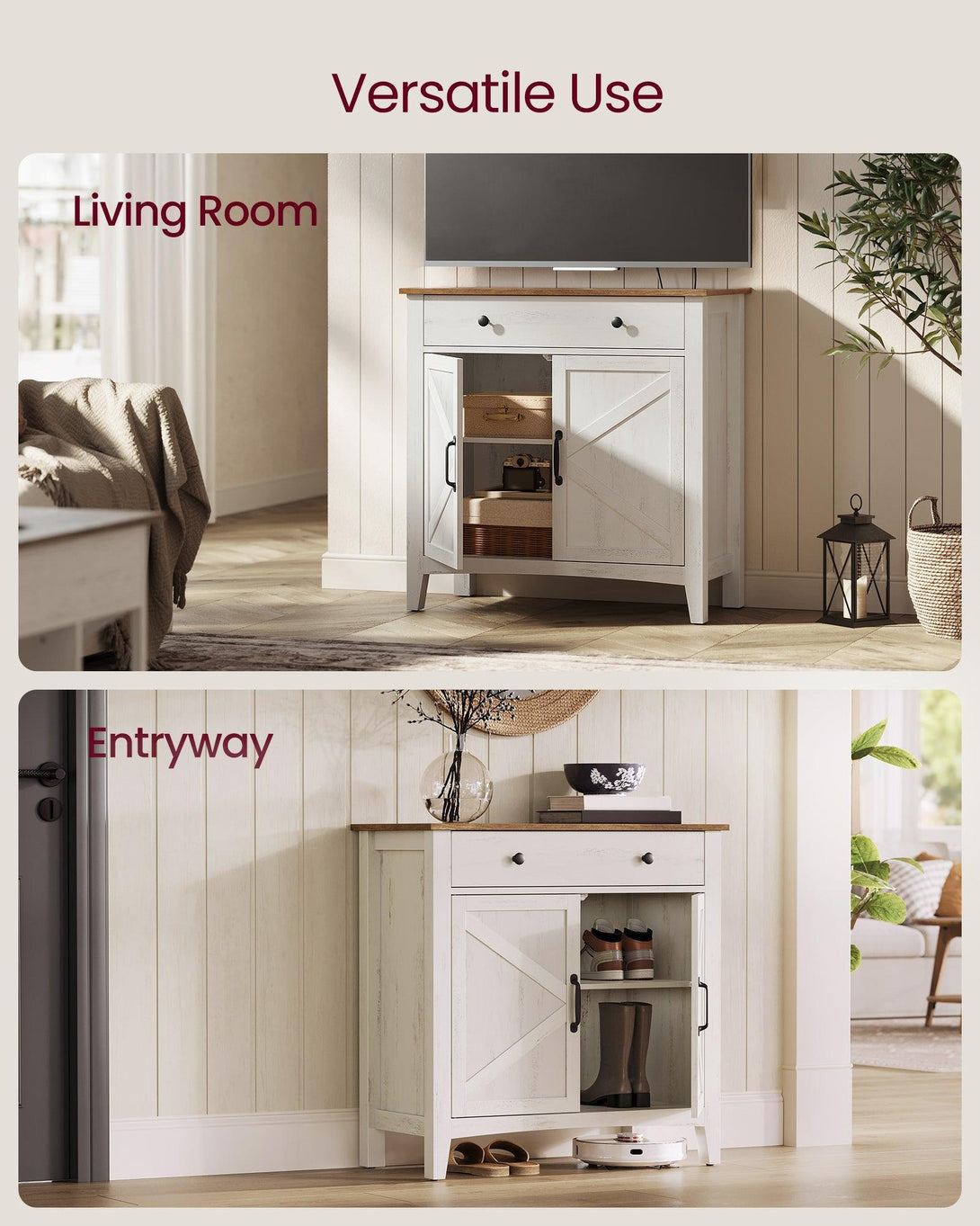 Tálalószekrény magasságban állítható polccal, 40 x 80 x 80 cm, fehér és mézbarna-VASBÚTOR