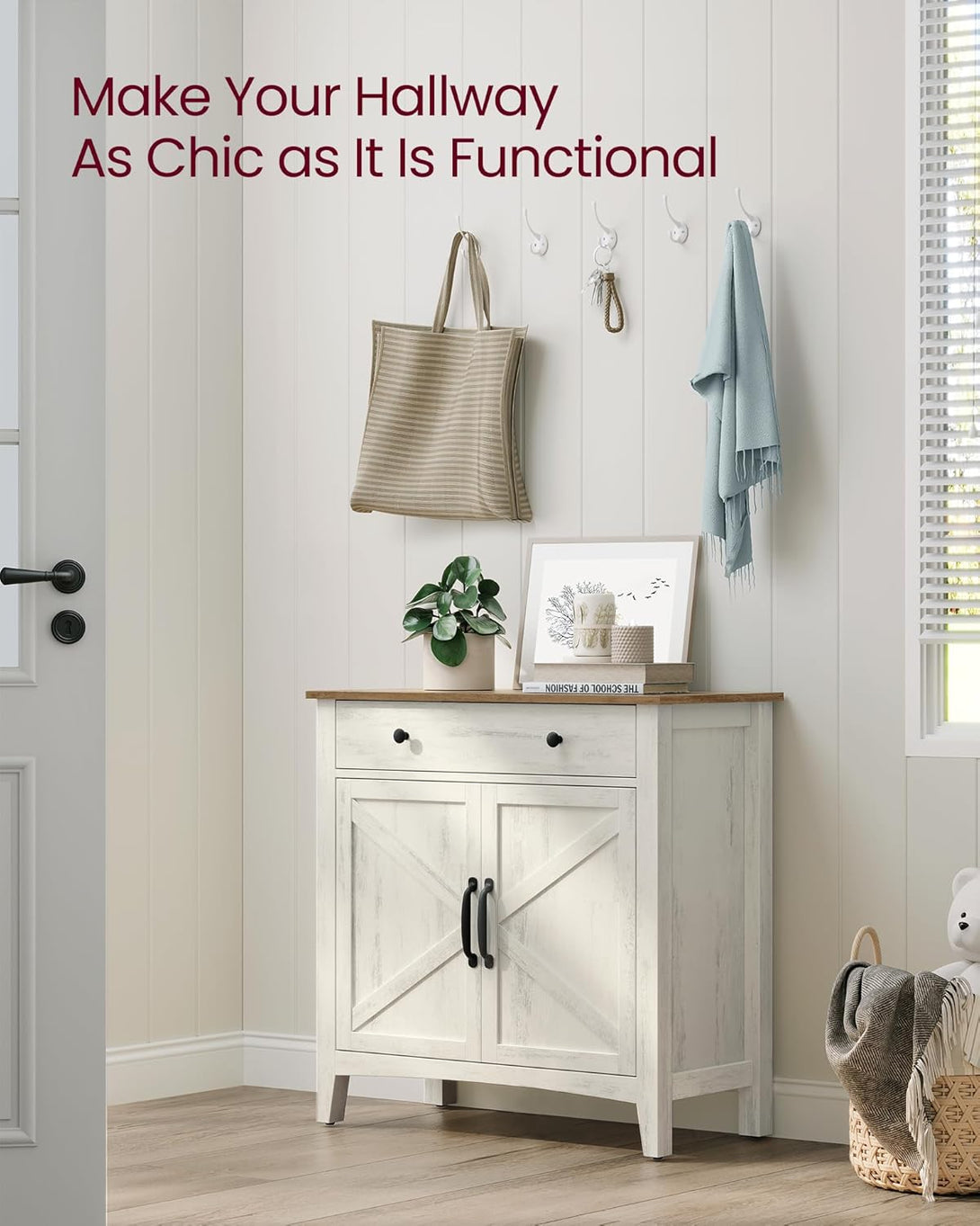 Tálalószekrény magasságban állítható polccal, 40 x 80 x 80 cm, fehér és mézbarna-VASBÚTOR