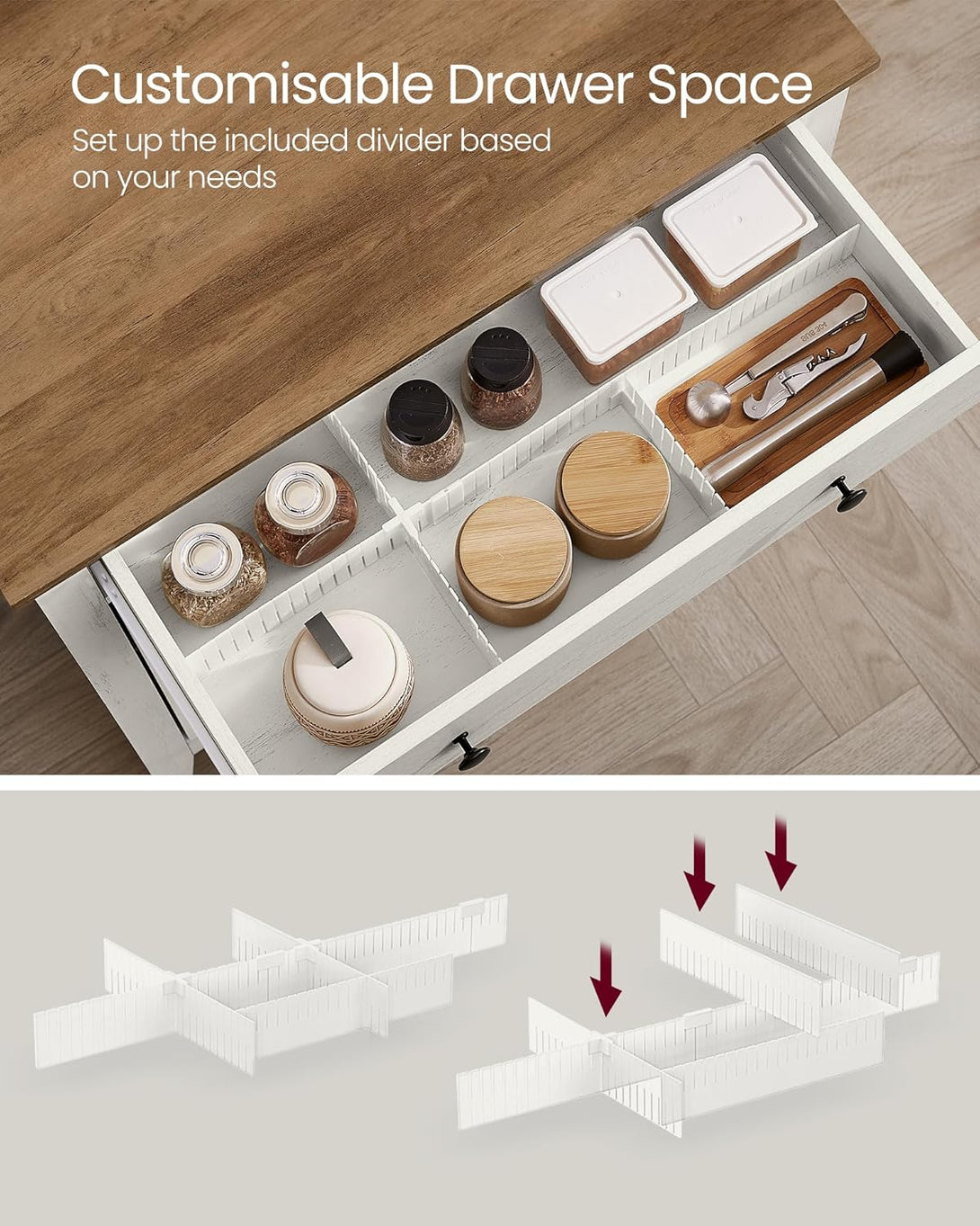 Tálalószekrény magasságban állítható polccal, 40 x 80 x 80 cm, fehér és mézbarna-VASBÚTOR