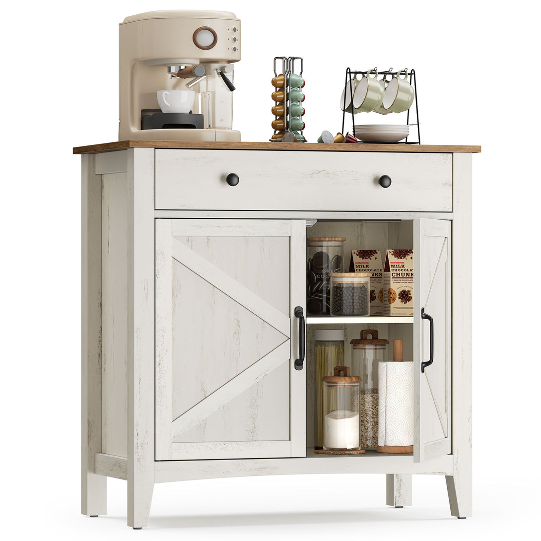 Tálalószekrény magasságban állítható polccal, 40 x 80 x 80 cm, fehér és mézbarna-VASBÚTOR