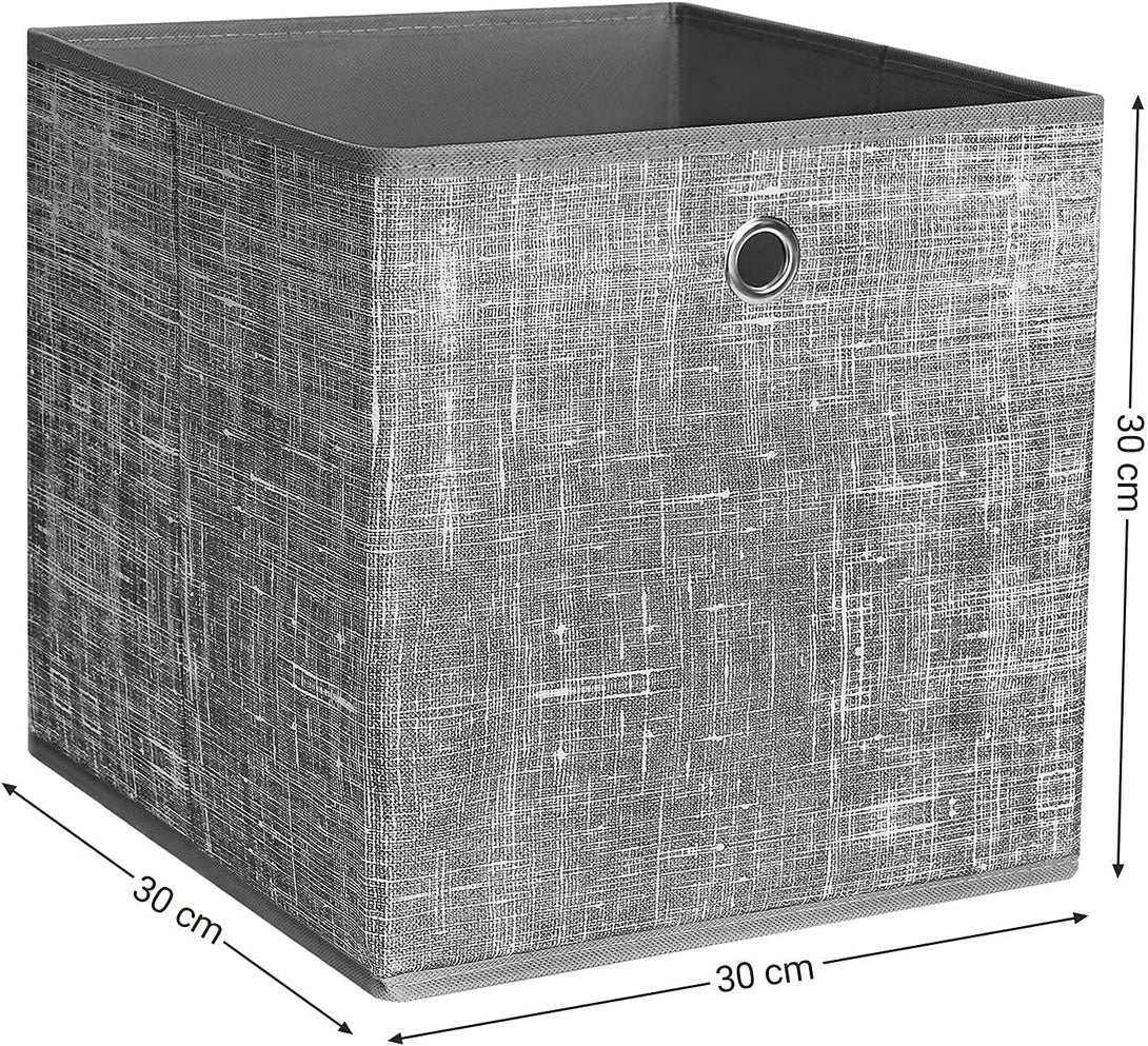 Tároló doboz, összehajtható tároló kosarak 6 db-os szett, 30 x 30 x 30 cm, szürke-VASBÚTOR