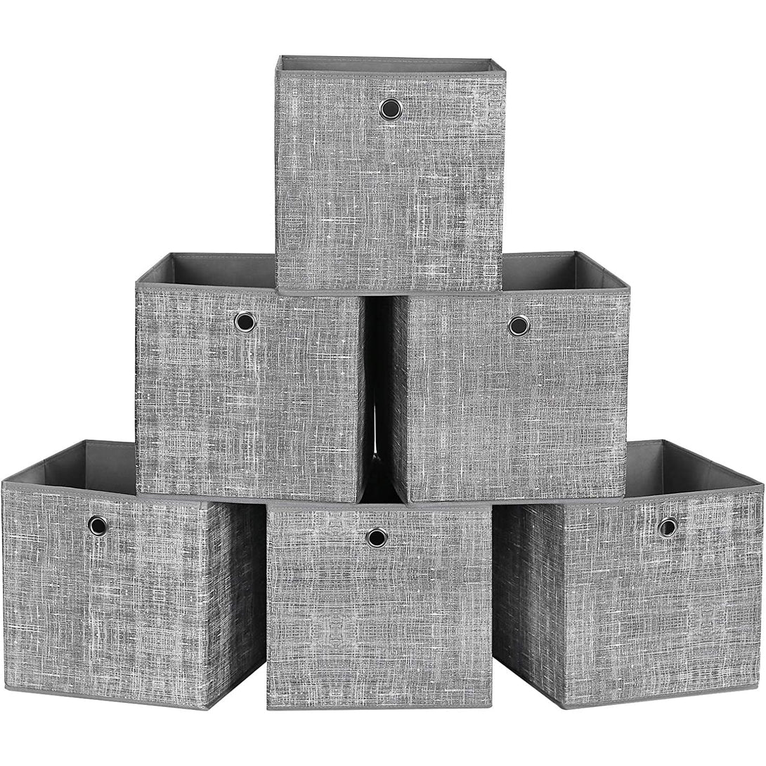 Tároló doboz, összehajtható tároló kosarak 6 db-os szett, 30 x 30 x 30 cm, szürke-VASBÚTOR
