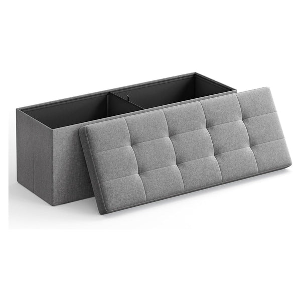 Tároló puff, tároló pad összecsukható ottomán 120 L, 110 x 38 x 38 cm világosszürke-VASBÚTOR