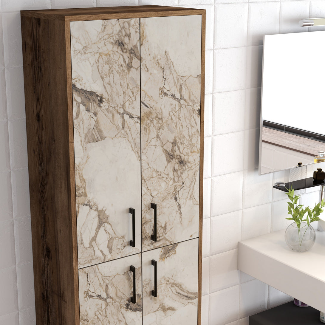 Tároló szekrény Berlin A - Diós, Fehér Marble-VASBÚTOR