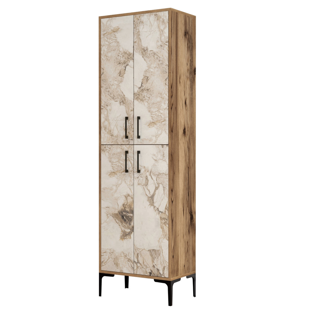 Tároló szekrény Berlin A - Diós, Fehér Marble-VASBÚTOR